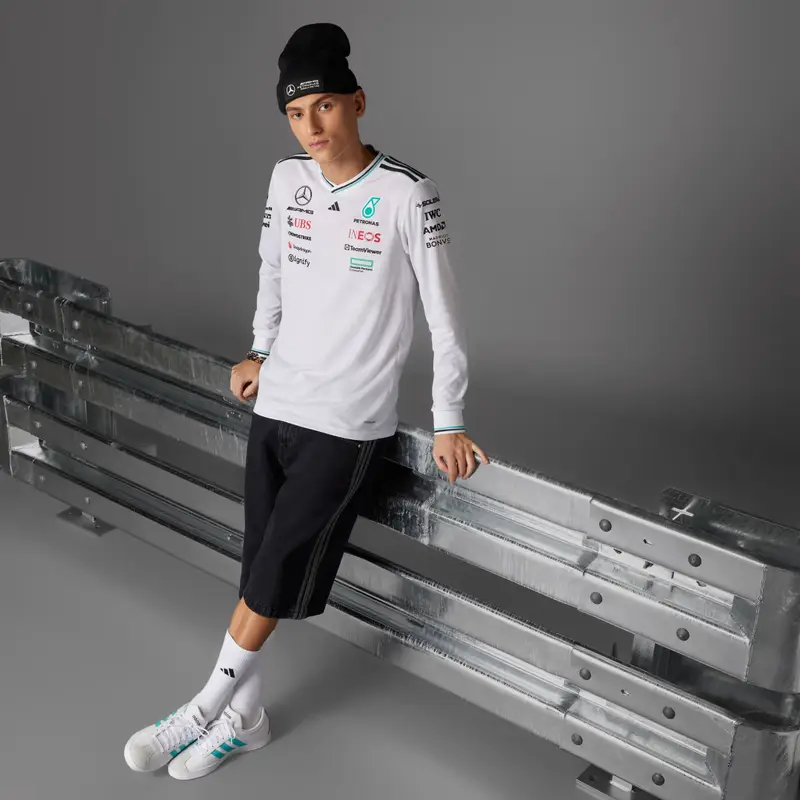 MAGLIA AUTENTICA A LUNGHE MANICHE DEL PILOTA DEL TEAM MERCEDES - AMG PETRONAS FORMULA ONE White