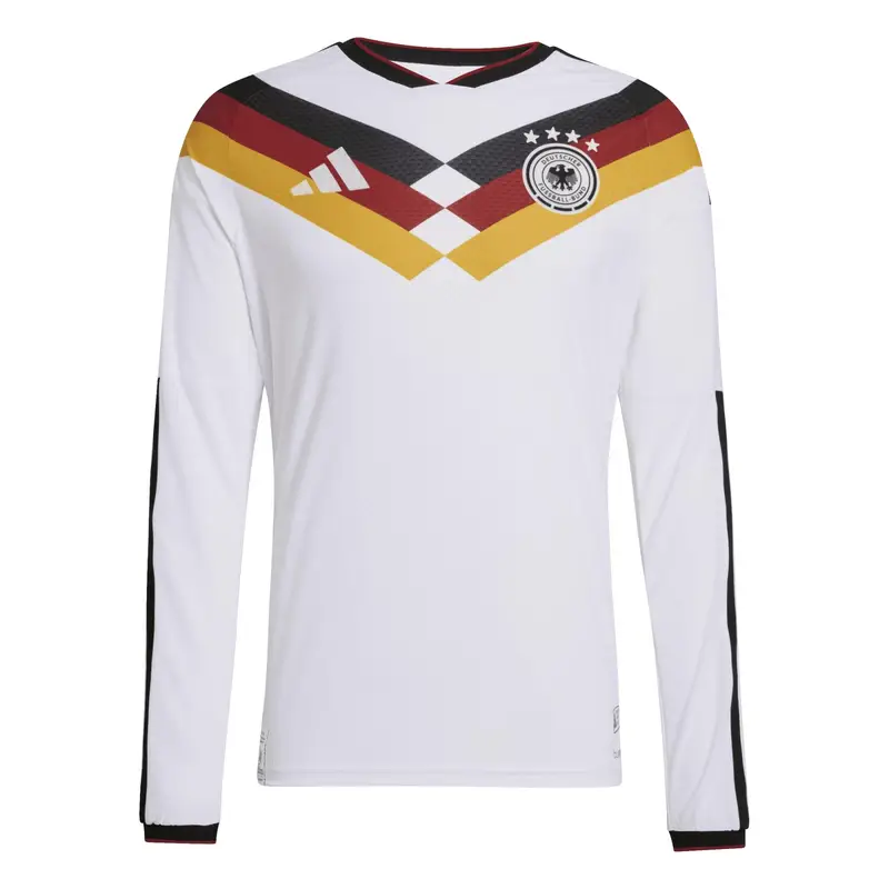 Maglia Casalinga Autentica a Maniche Lunghe Germania Coupe du Monde 2026 Blanc