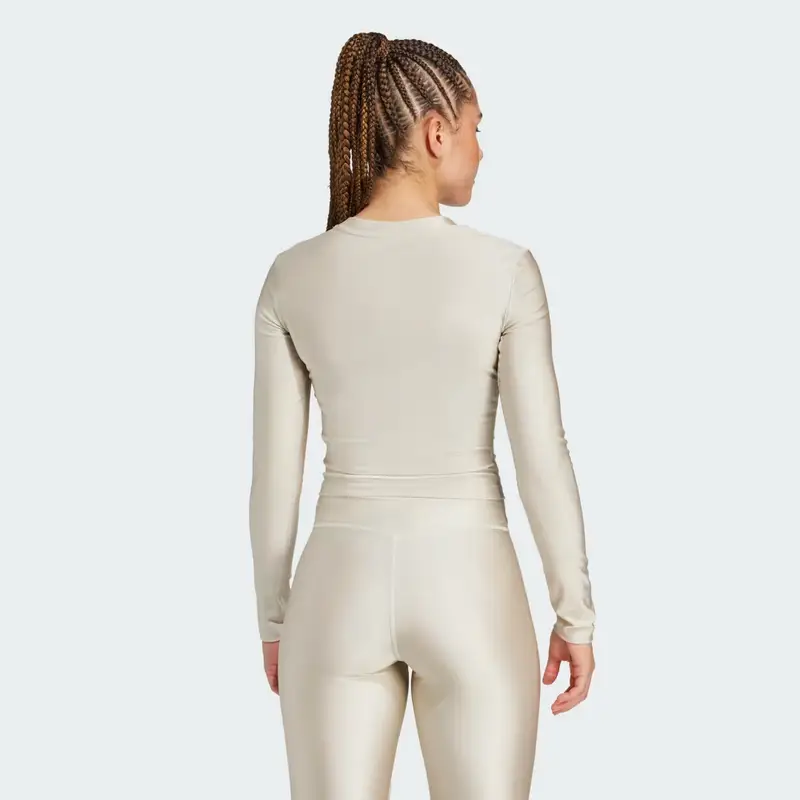 Maglia da allenamento a maniche lunghe brillante Essentials Beige miniatura 2
