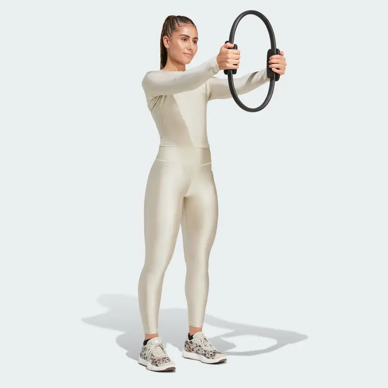 Maglia da allenamento a maniche lunghe brillante Essentials Beige miniatura 3