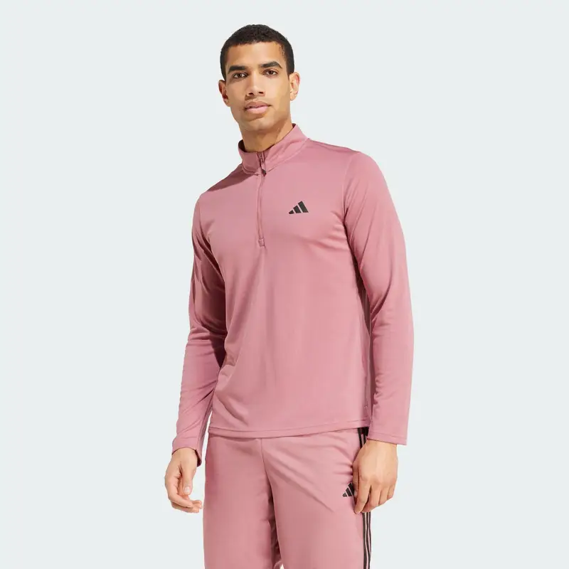 Maglia da allenamento Train Essentials 1/4-Zip Long Sleeve | Adidas Rosa
