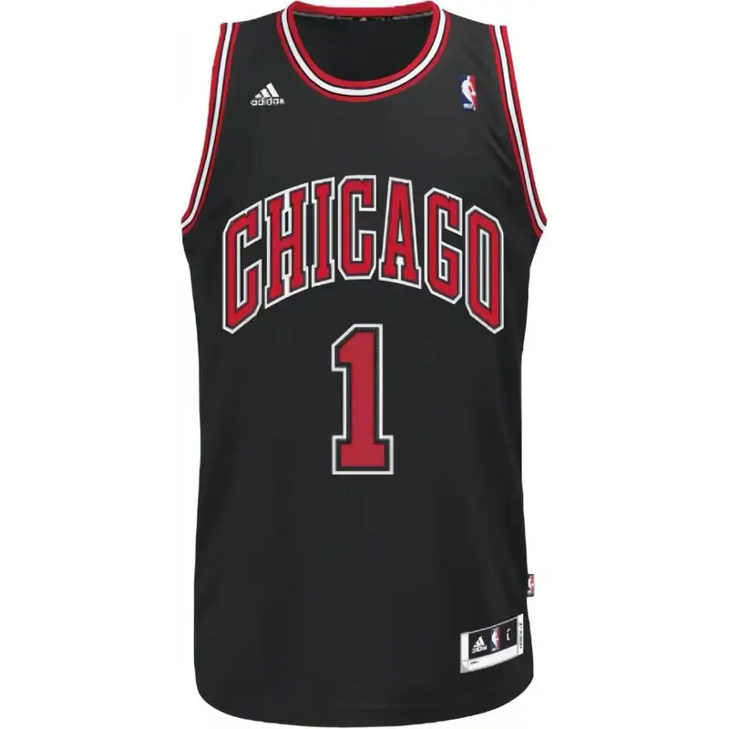 Maglia da basket Adidas Rose Bulls 1 Swingman Fan Edition Ricamata Unisex Maglie Nero L71688 M