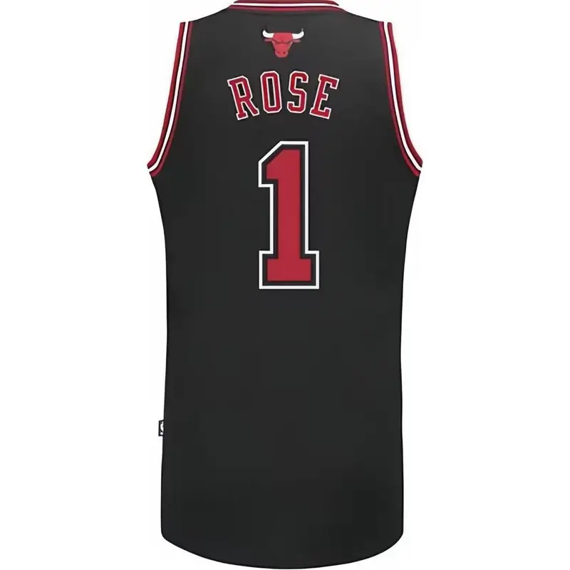 Maglia da basket Adidas Rose Bulls 1 Swingman Fan Edition Ricamata Unisex Maglie Nero L71688 S miniatura 5