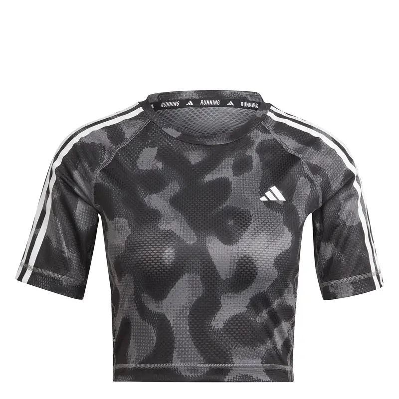 Maglia da donna stampata a 3 Bende Adidas Own the Run Gris