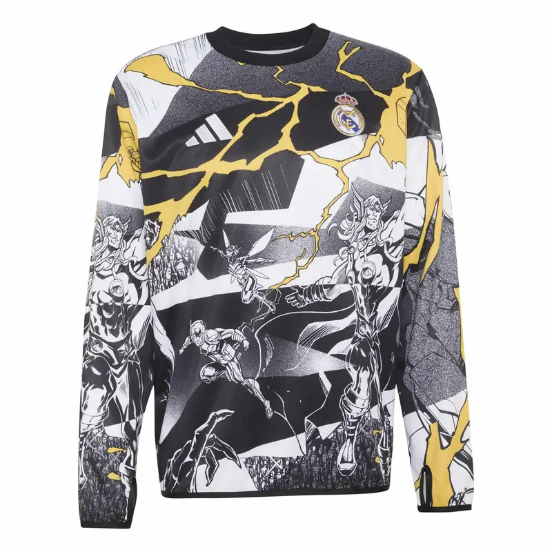Maglia da riscaldamento maniche lunghe Prematch Real Madrid 2025/26 Blanc