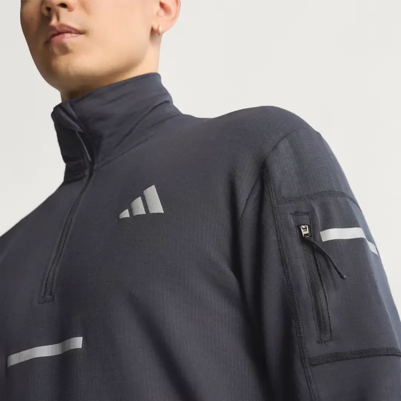 Maglia da running con mezza zip Adi365 CLIMAWARM+ Black miniatura 4