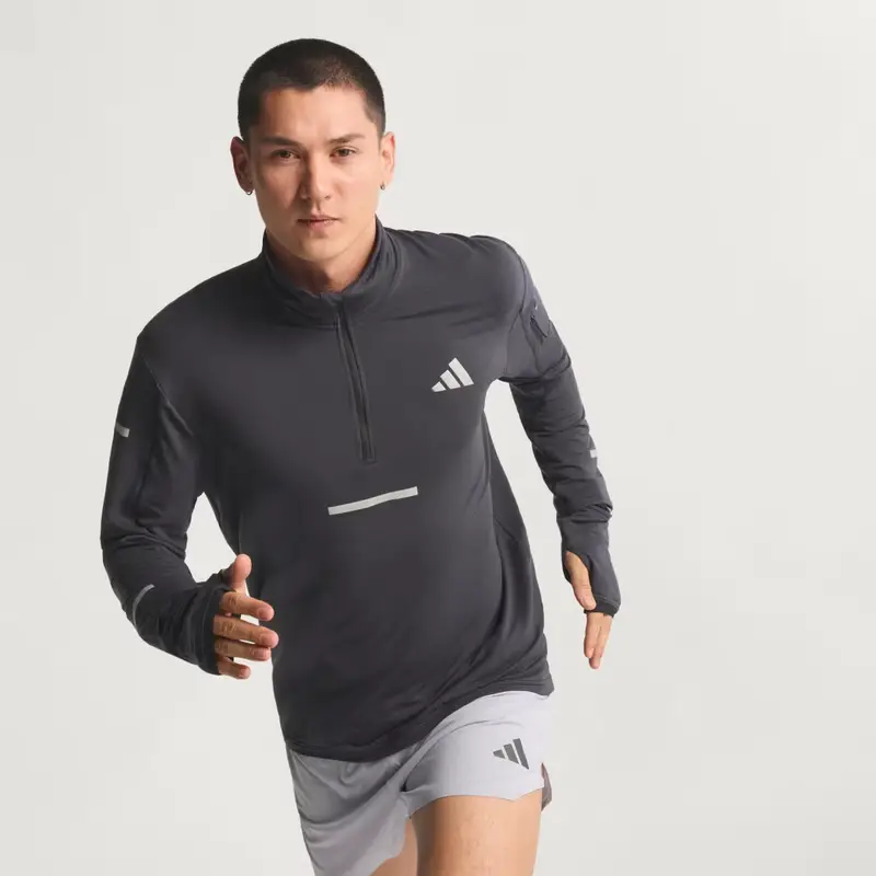 Maglia da running con mezza zip Adi365 CLIMAWARM+ Black