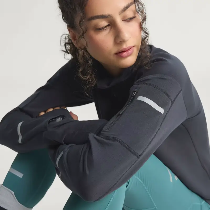 Maglia da running con mezza zip Adi365 CLIMAWARM+ Black miniatura 4