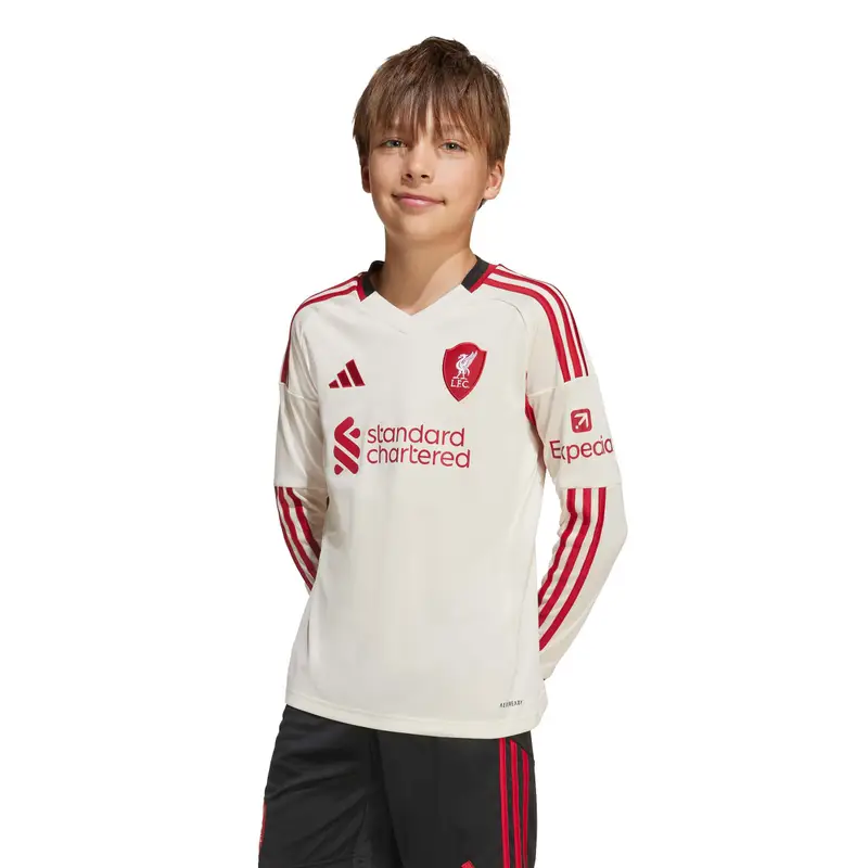 Maglia da trasferta a maniche lunghe per bambini Liverpool FC 2025/26 Blanc
