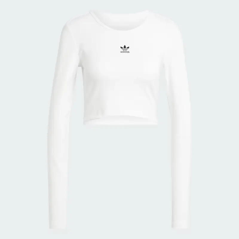 Maglia Essentials Ribbed Crop Long Sleeve White miniatura 4