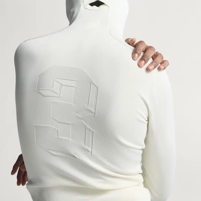 Maglia Lavorata a Maglia con Cappuccio e Maniche Lunghe Off White miniatura 4