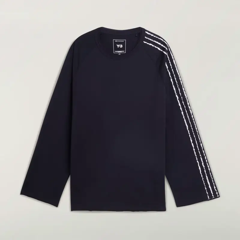 MAGLIA LONG-SLEEVE Y-3 RAW EDGE 3-STRIPES Black