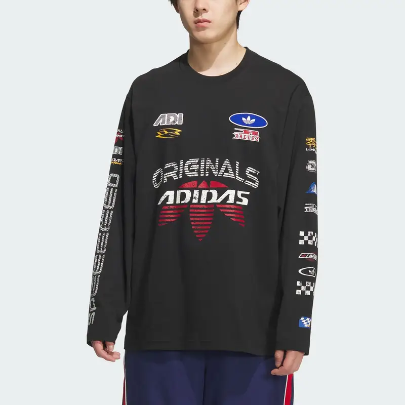 Maglietta a maniche lunghe stile racing Adidas Originals Moto da uomo, vestibilità ampia, KH1199 XL miniatura 5