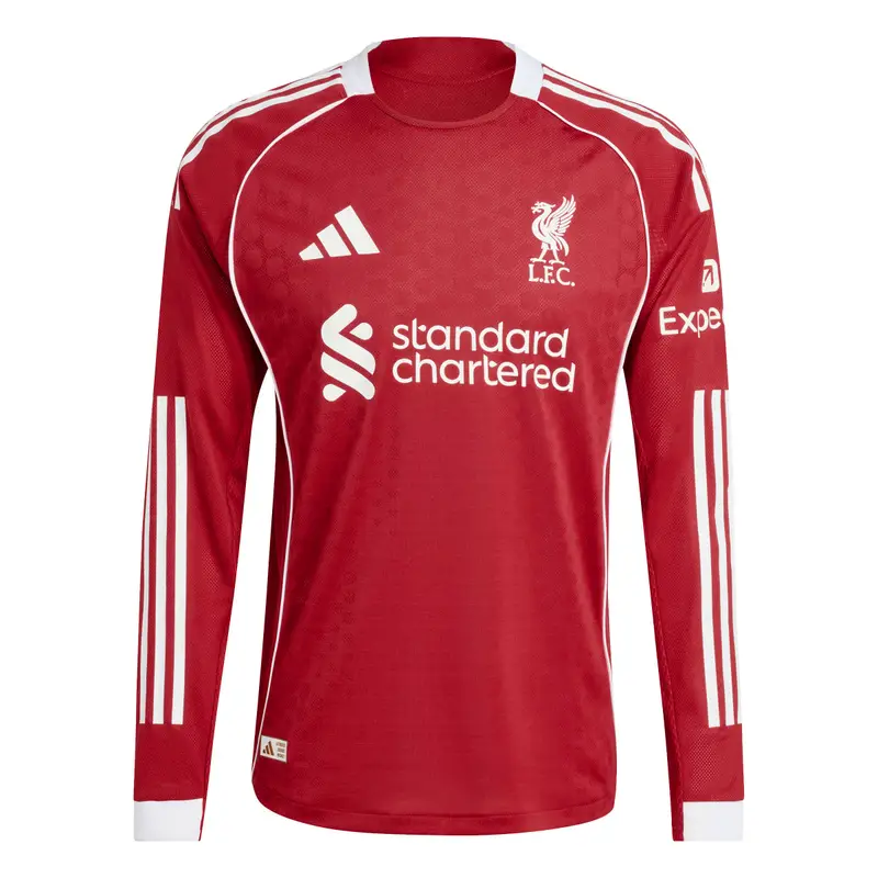 Maglietta Casalinga Autentica a maniche lunghe Liverpool FC 2025/26 Rouge