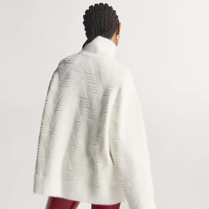 MAGLIONE A MEZZA ZIP LAVORATO A MAGLIA Off White miniatura 2