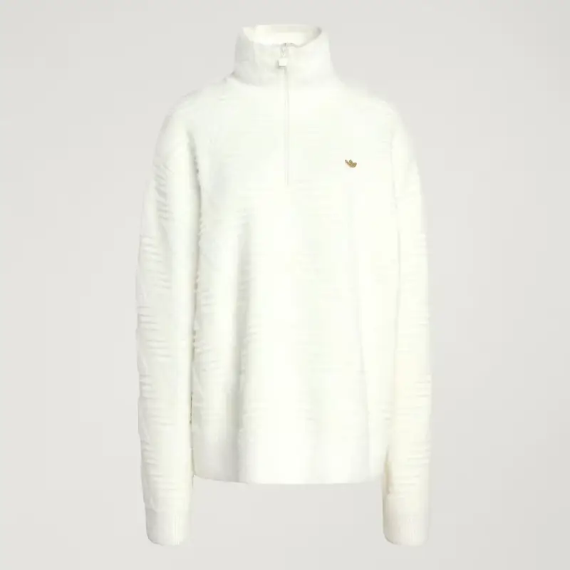 MAGLIONE A MEZZA ZIP LAVORATO A MAGLIA Off White miniatura 4
