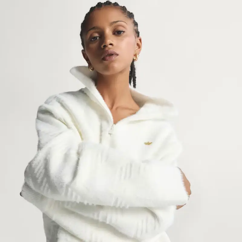 MAGLIONE A MEZZA ZIP LAVORATO A MAGLIA Off White