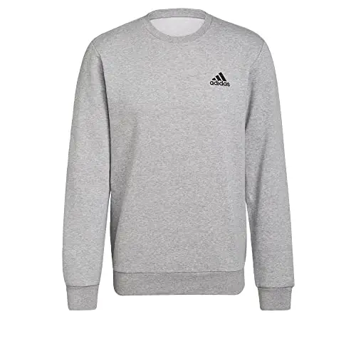 Adidas Men's Standard Essentials Fleece Sweatshirt, Medium Grey Heather/Black, Small miniatura 3
