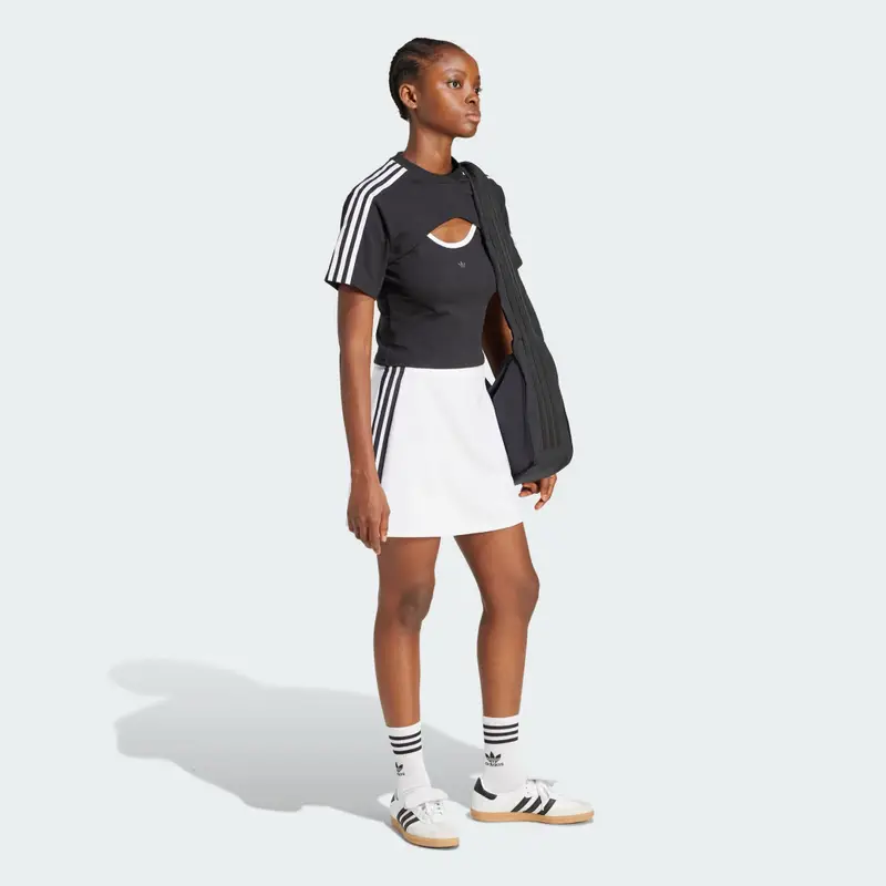 Minigonna adicolor 3-Stripes White miniatura 3