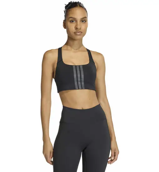 Optime Workout 3 Stripes W - reggiseno sportivo medio sostegno - donna Black