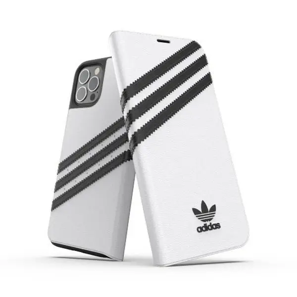 Adidas Custodia a Libro PU per iPhone 12/12 Pro Bianco e Nero