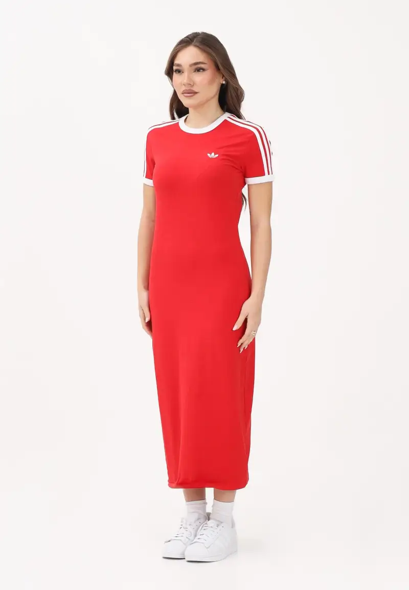 Abito lungo 3 STRIPES rosso da donna