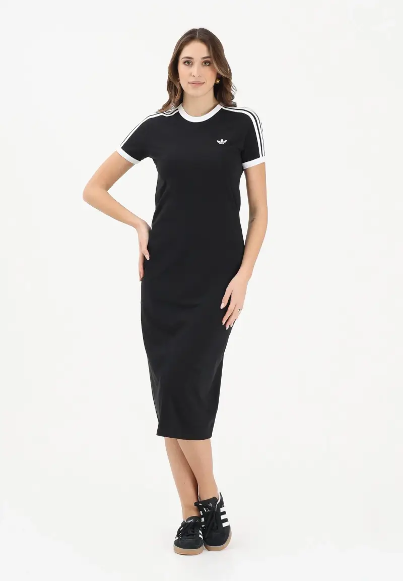 Abito midi 3 STRIPES nero da donna miniatura 2