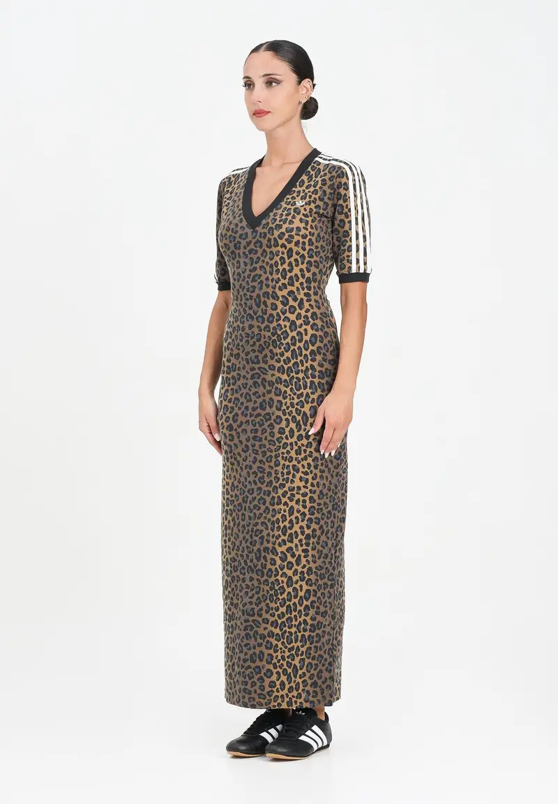ADIDAS ORIGINALS Abito midi Leopard V-Neck Maxi beige da donna