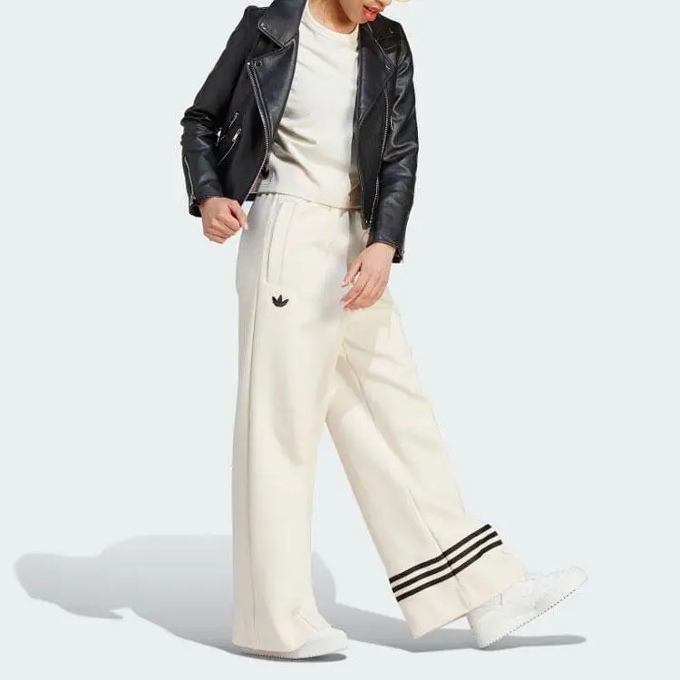 Originals Adicolor Neuclassics Pantaloni da tuta in maglia a gamba larga con vita elasticizzata e logo ricamato a righe da donna Fondi Bianco miracoloso IM1834 S miniatura 3