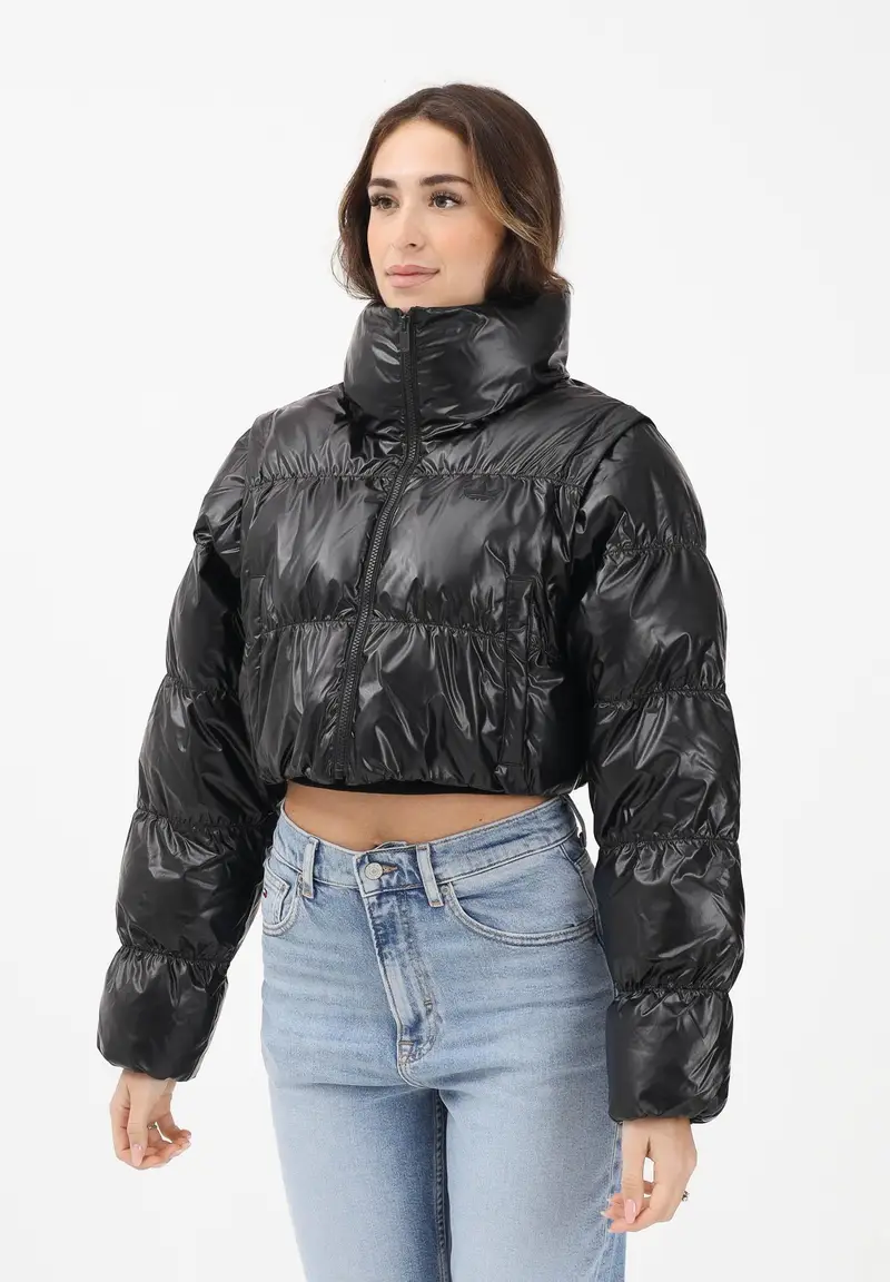 ADIDAS ORIGNALS Piumino croppato Essentials Glossy 2-In-1 nero da donna