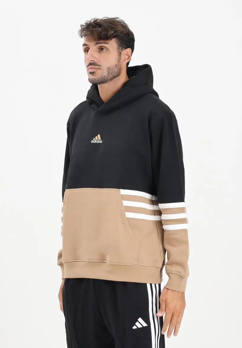 ADIDAS PERFORMANCE Felpa con cappuccio Archive nera e beige da uomo