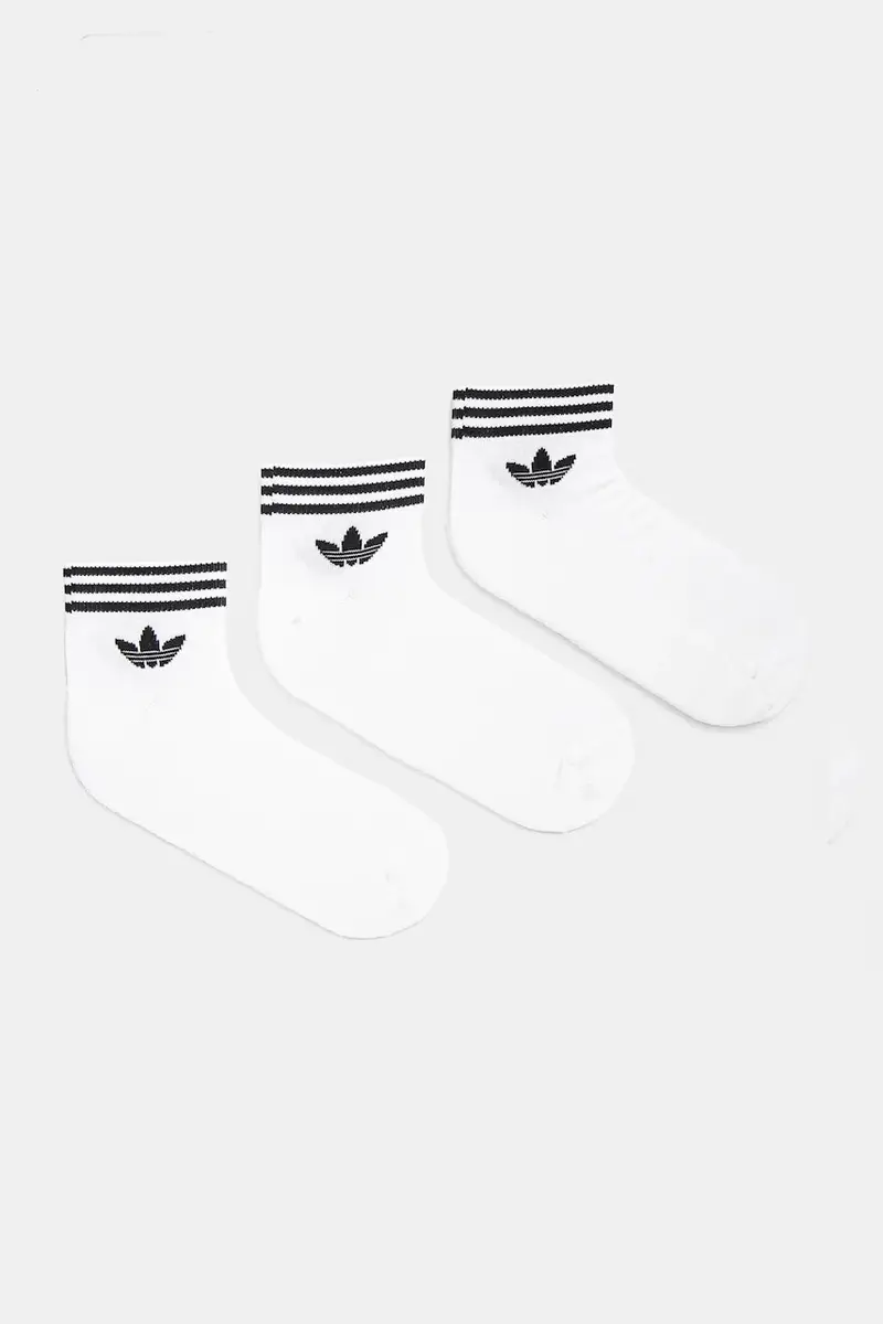 adidas Trefoil Ankle Socks 3 Pairs White EE1152 Bianco