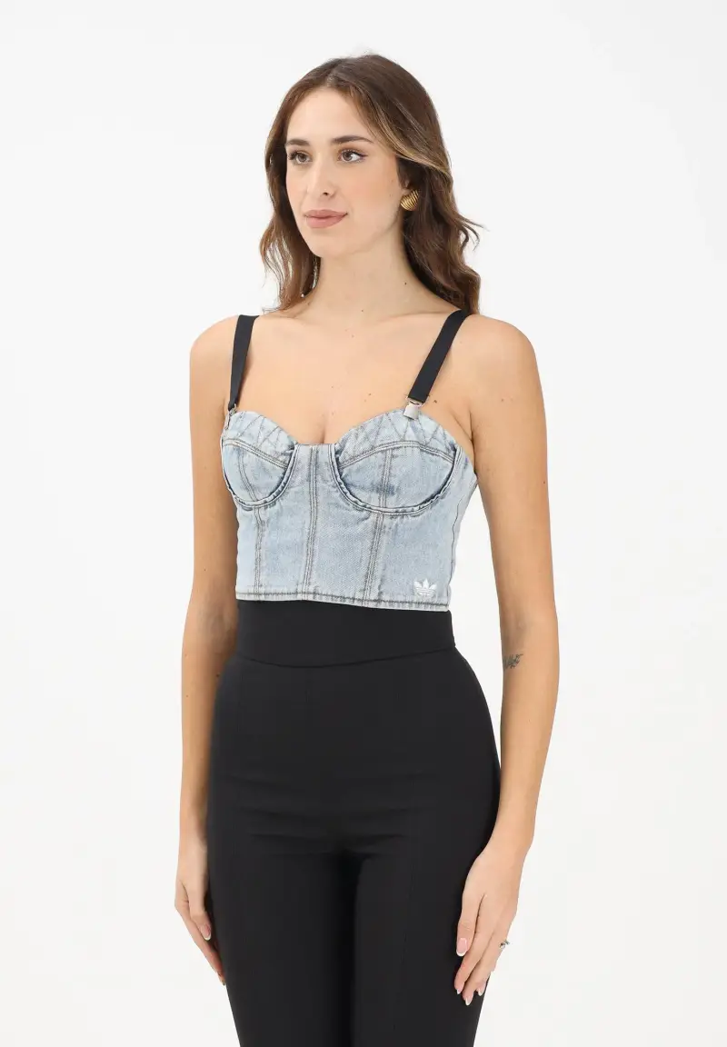 Bustino adidas X Jeremy Scott Pride in denim chiaro da donna