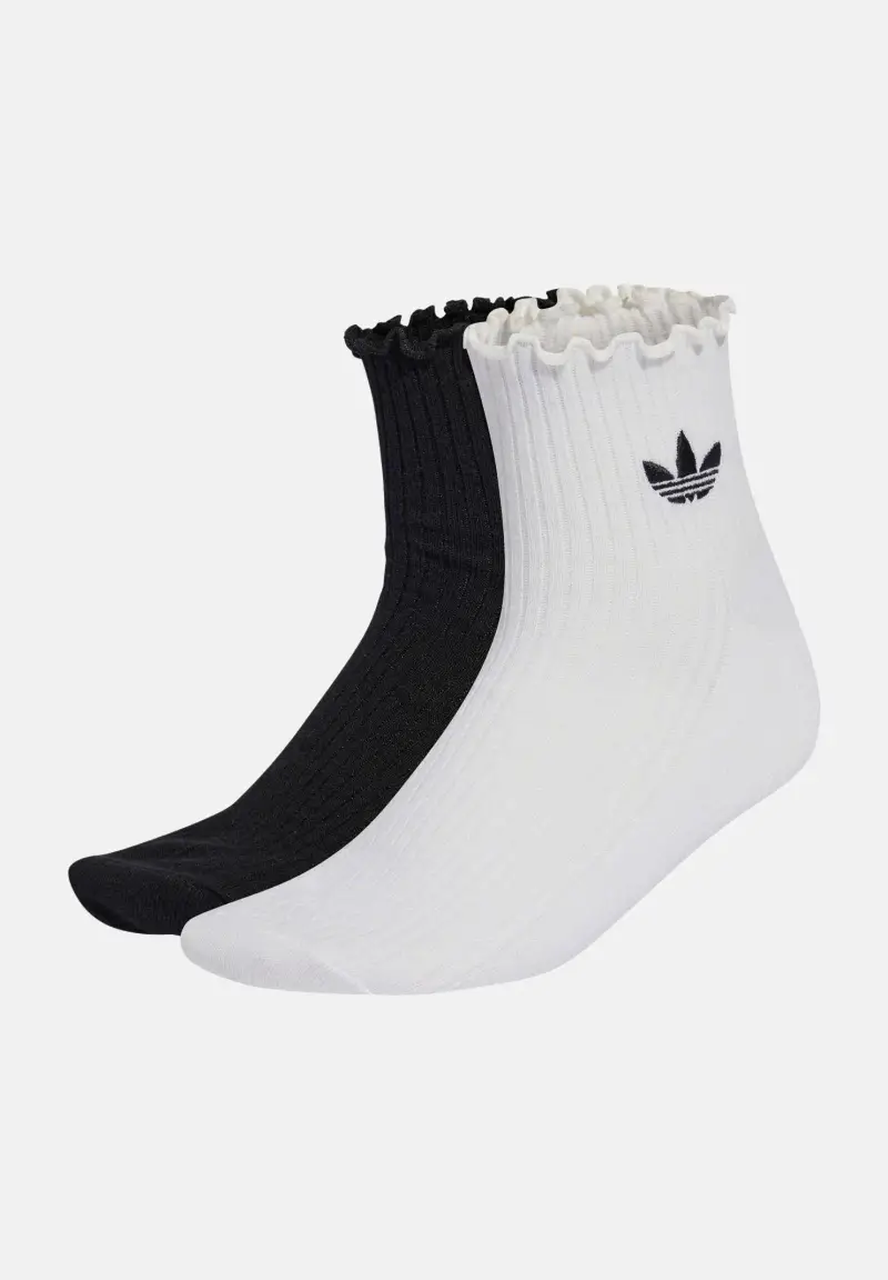 Calzini (2 paia) Ruffle bianchi e neri da donna