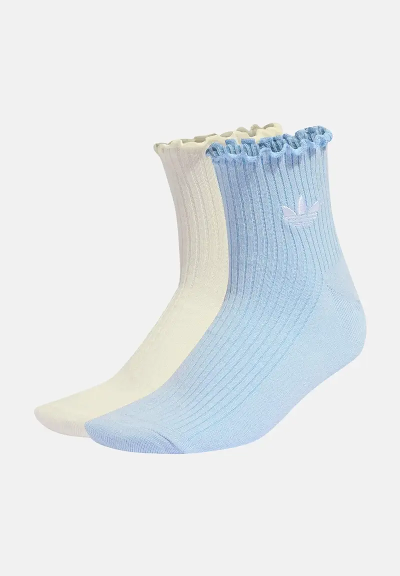 Calzini (2 paia) RUFFLE QUARTER azzurro e panna da donna