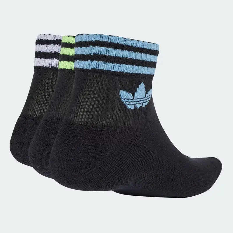 Calzino 3-Stripes Ankle 3 Pairs blu chiaro / verde chiaro / nero / bianco miniatura 2