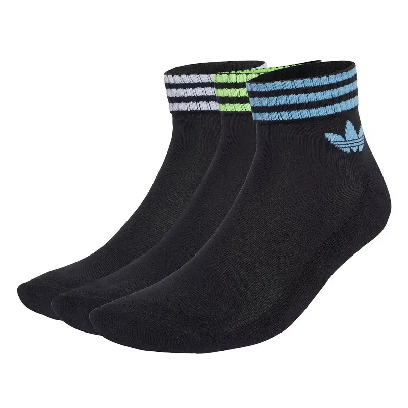 Calzino 3-Stripes Ankle 3 Pairs blu chiaro / verde chiaro / nero / bianco