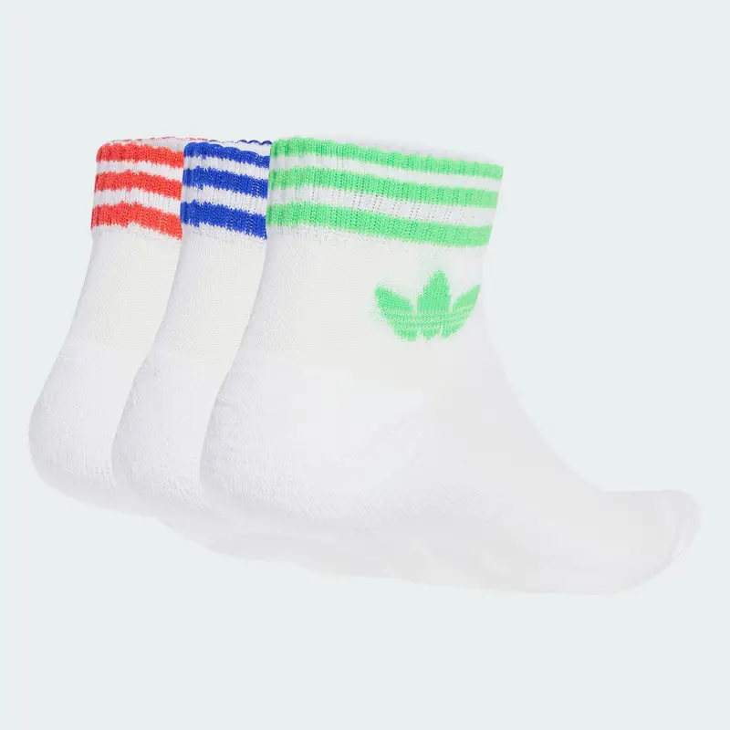 Calzino '3-Stripes Ankle 3 Pairs' blu / verde chiaro / rosso / bianco miniatura 2