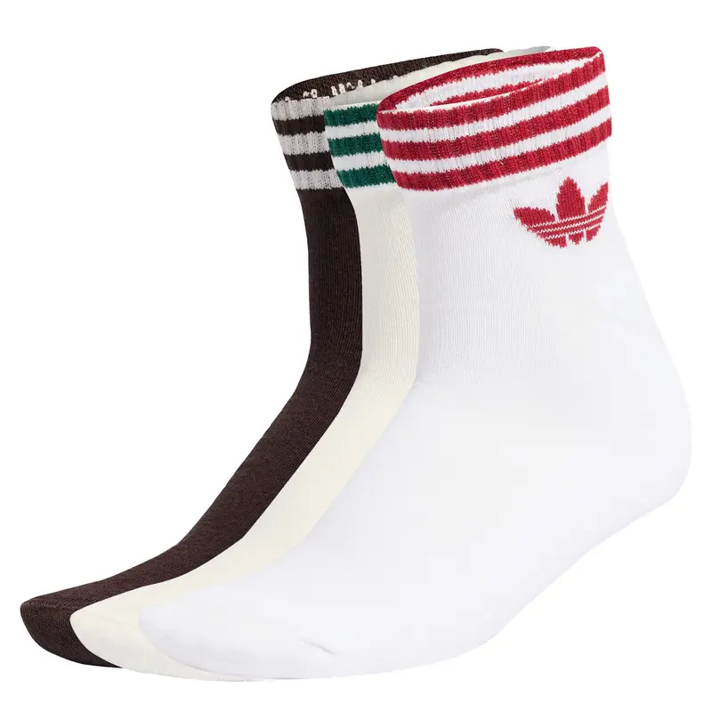 Adidas Originals Calzini Donna 3-Stripes Ankle 3 Paia Cioccolato,