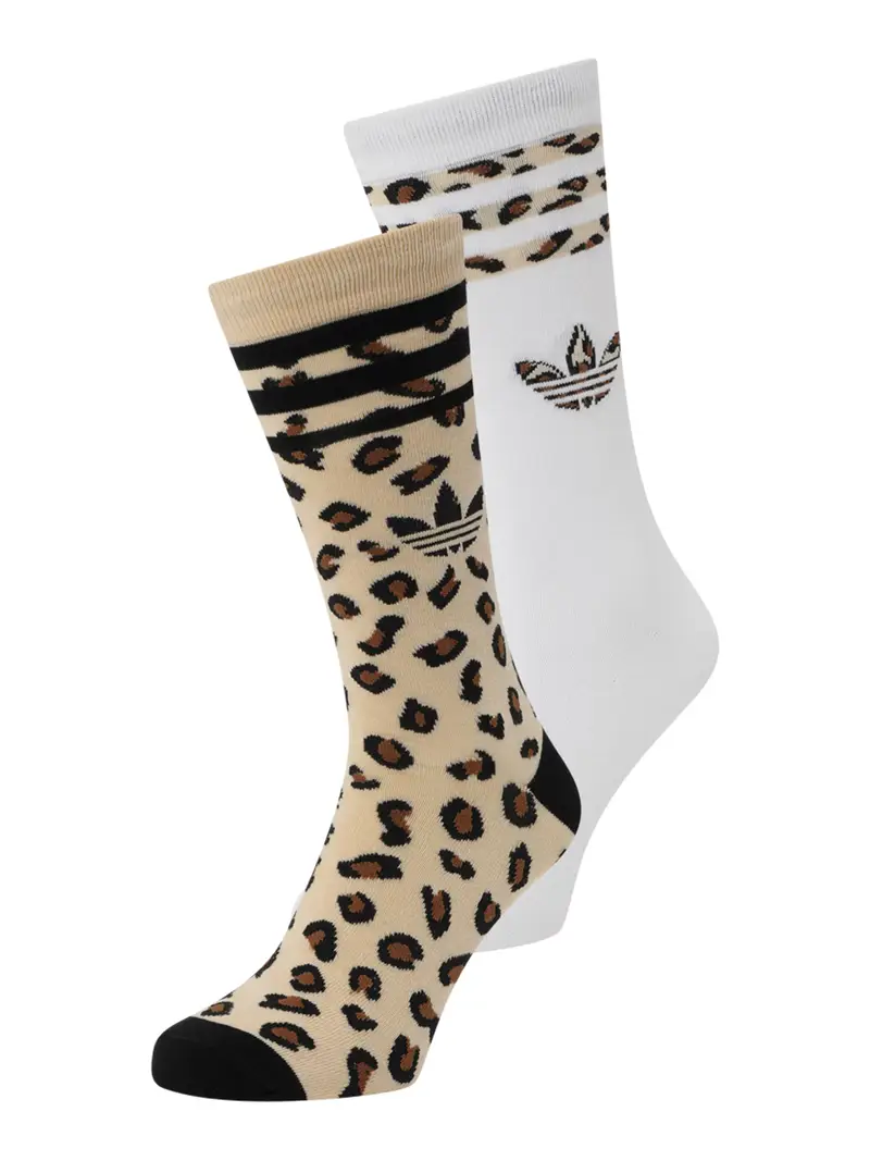 Calzino Leopard Crew 2 Pairs beige / nero / bianco