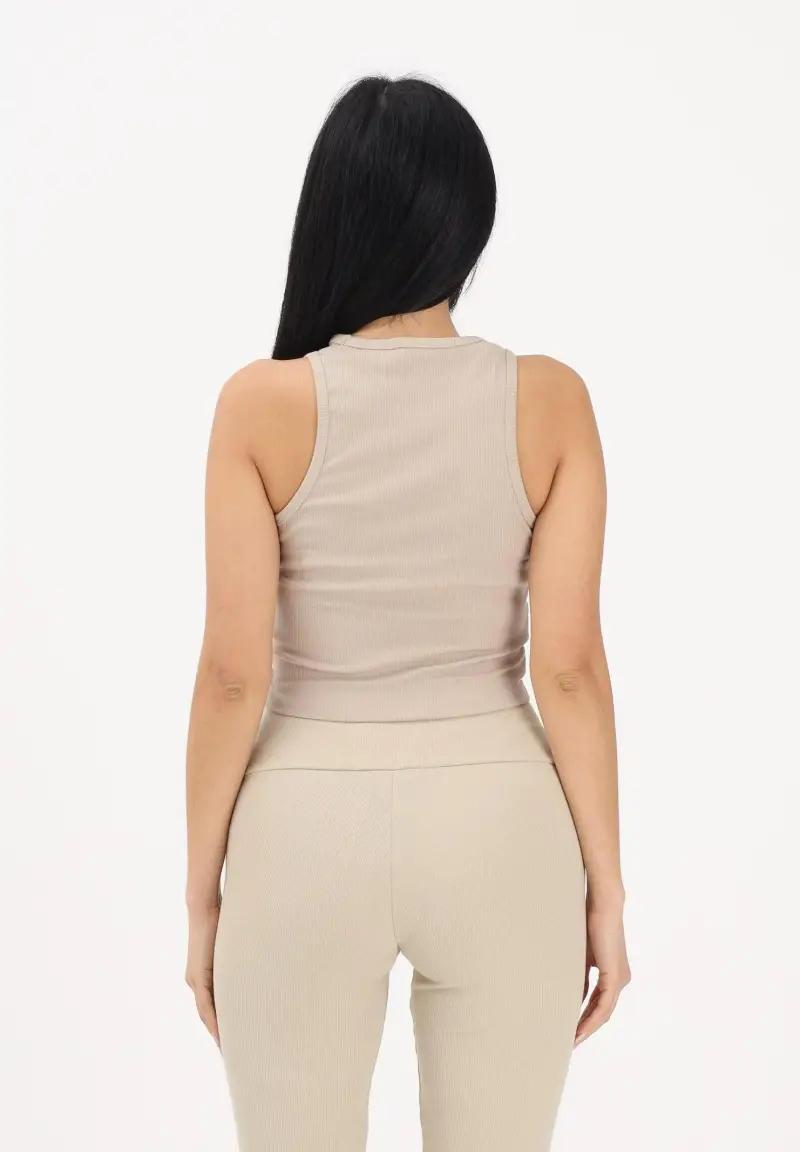 Canotta Essentials Ribbed beige da donna miniatura 3
