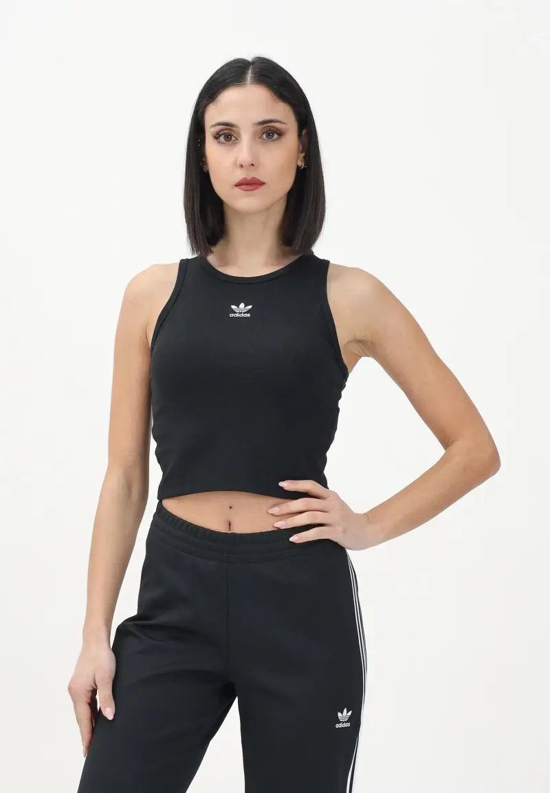 Adidas Originals Canotta Essentials Ribbed nera da donna miniatura 2