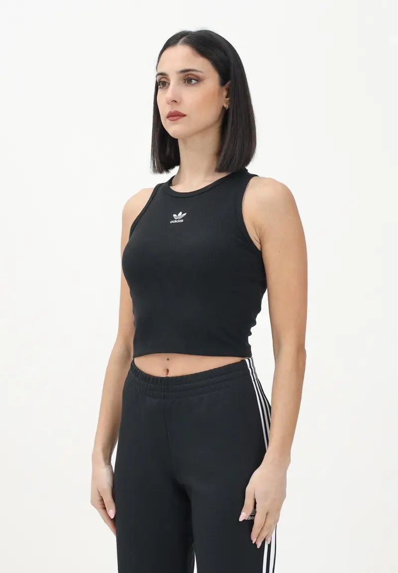 Adidas Originals Canotta Essentials Ribbed nera da donna