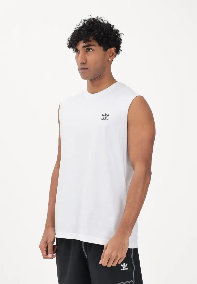 Canotta Trefoil Essentials bianca da uomo