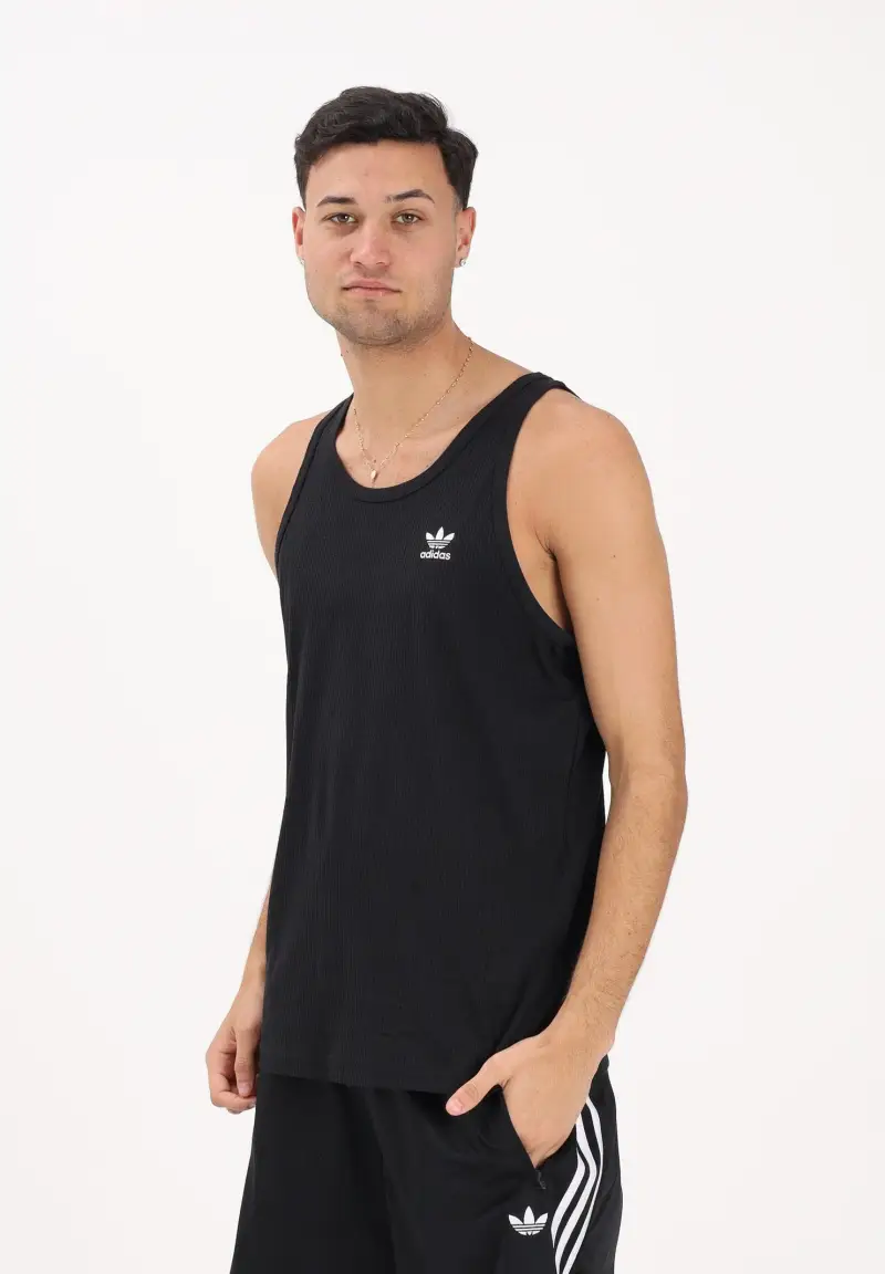 Canotta Trefoil Essentials nera da uomo miniatura 2