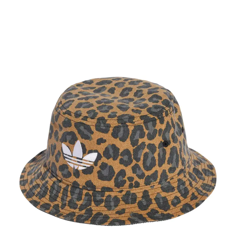 Cappello 'Leopard Bucket' caramello / grigio scuro / nero / bianco