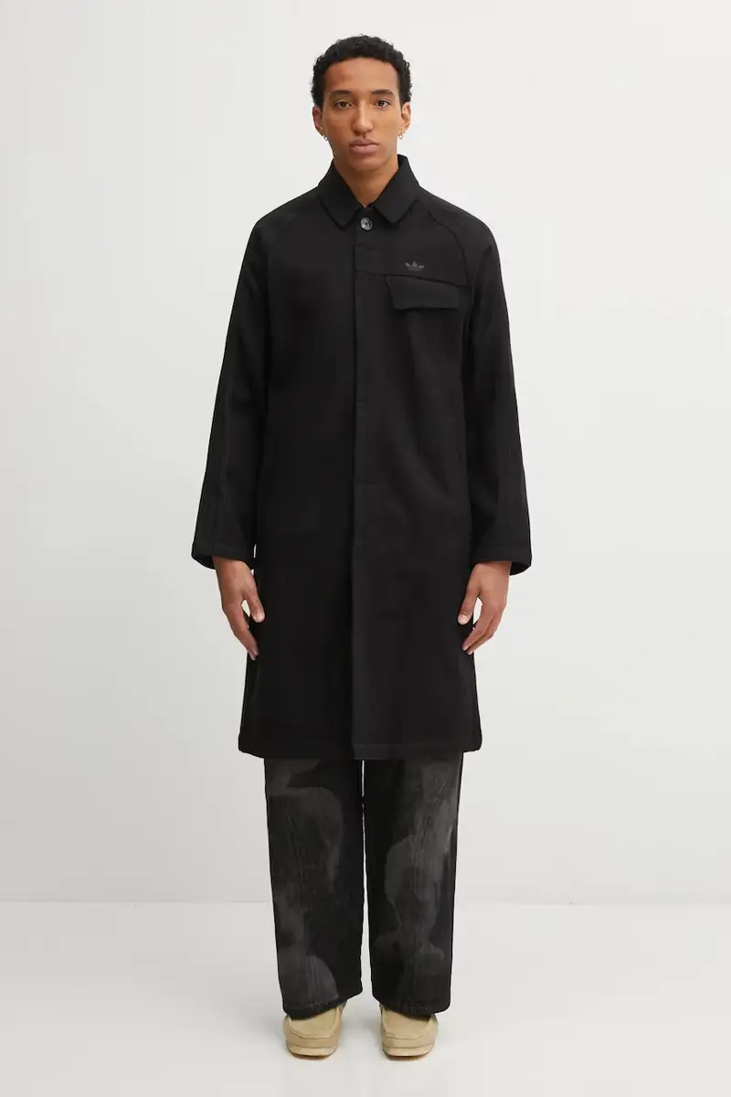 cappotto con aggiunta di lana P Ess Overcoat colore nero JW0120