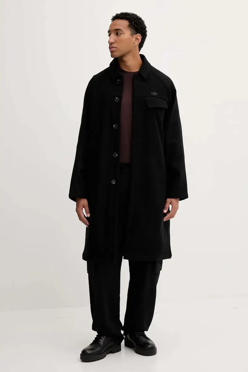 cappotto con aggiunta di lana P Ess Overcoat colore nero JW0120 miniatura 2