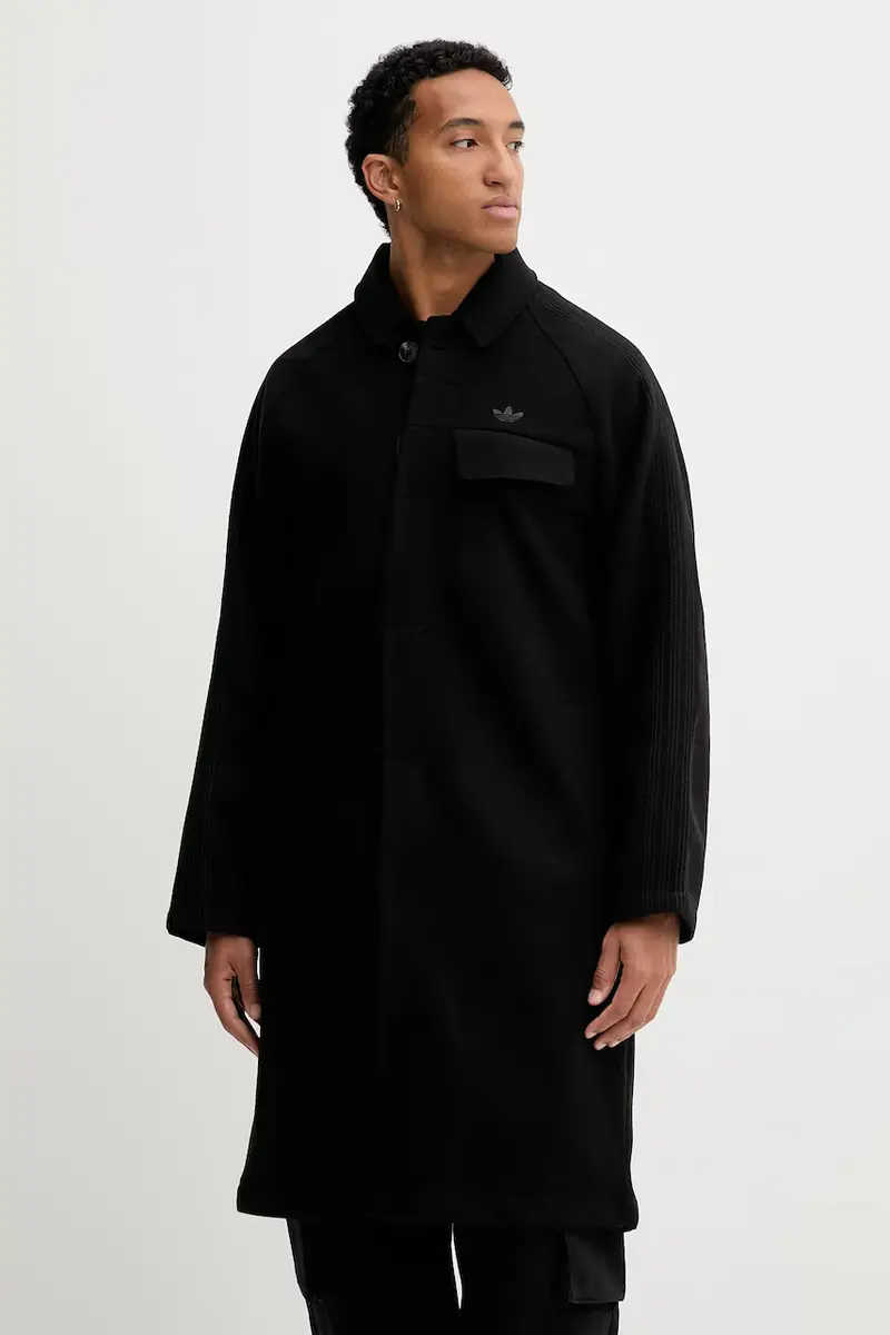 cappotto con aggiunta di lana P Ess Overcoat colore nero JW0120 miniatura 4