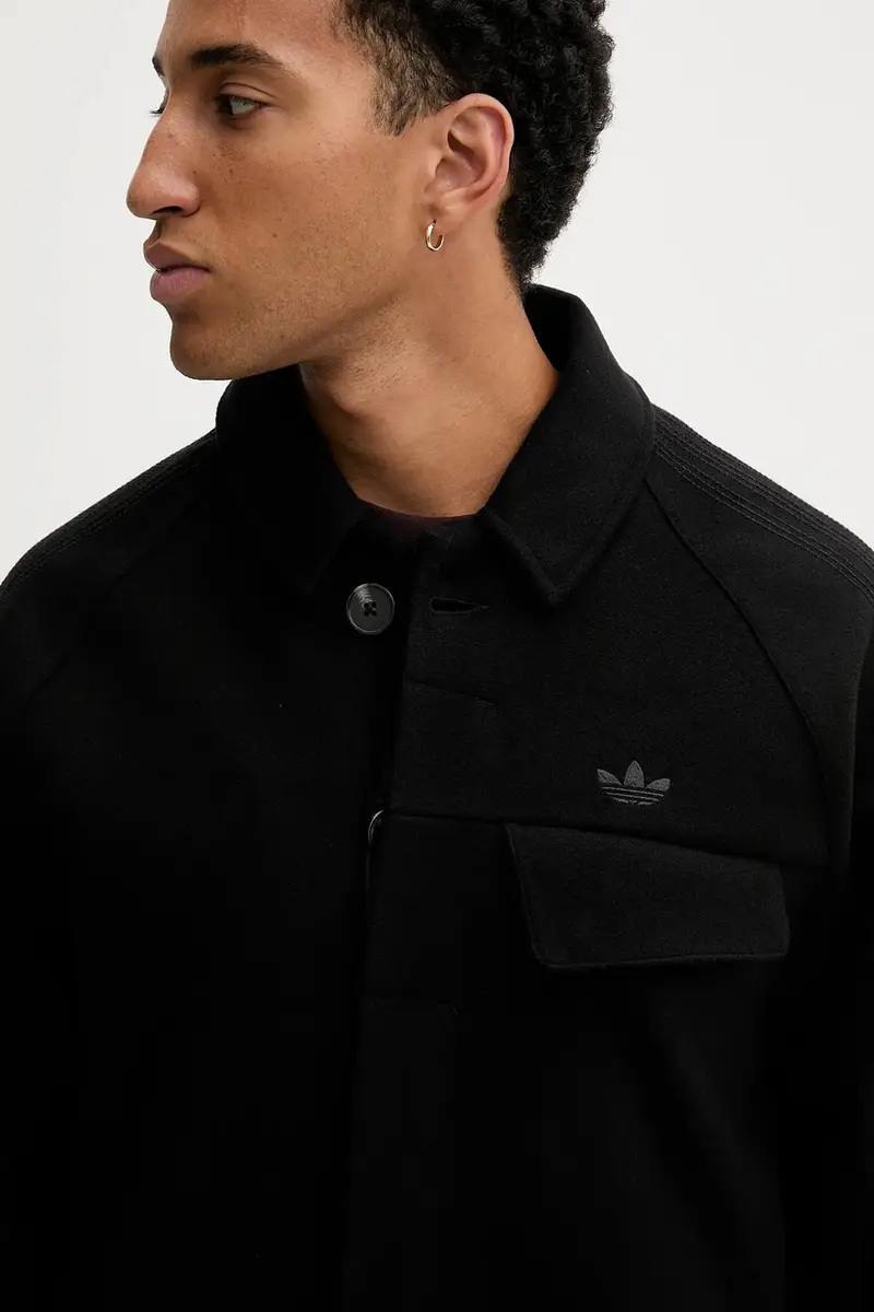 cappotto con aggiunta di lana P Ess Overcoat colore nero JW0120 miniatura 5